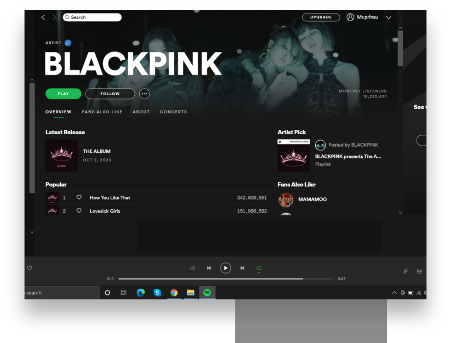 Spotify screen